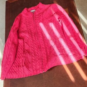 Liz Clairborne Red Cable Knit Cardigan 3X